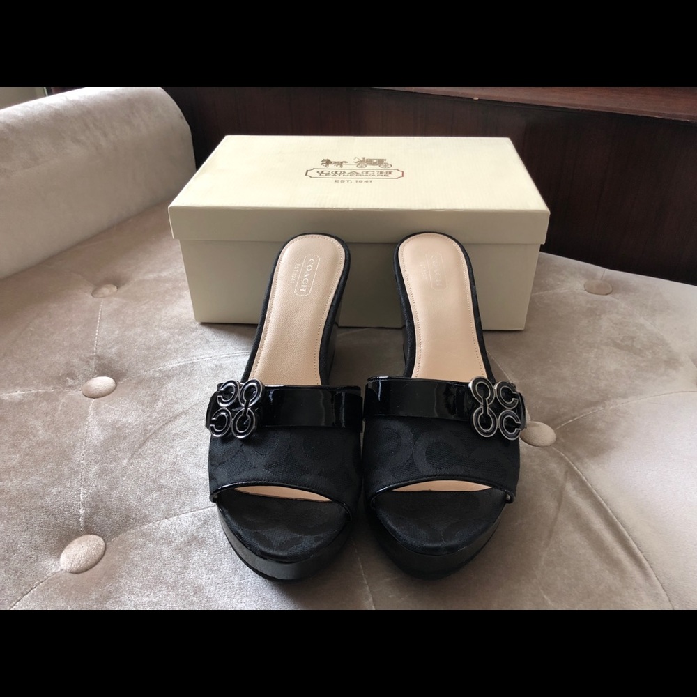 COACH Geri black wedge 8.5, 3’’ wedge, with box
